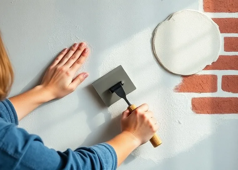 Application d'un enduit décoratif à la lisseuse sur un mur